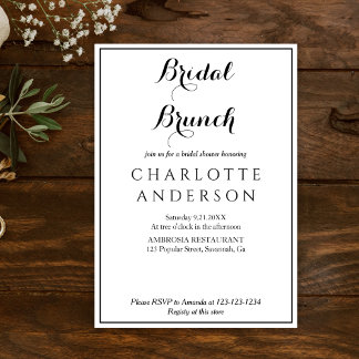 Simple Elegant  Bridal Shower Bridal Brunch Invitation