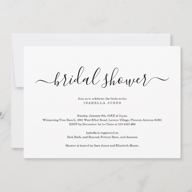 Simple Elegant Bridal Shower Invitation (Front)