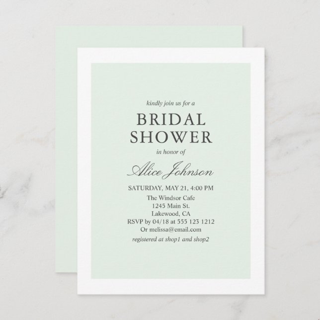 Simple Elegant Bridal Shower Invitation Postcard (Front/Back)