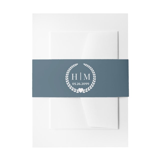 Simple Elegant Bride and Groom Initials Monogram Invitation Belly Band (Front Example)