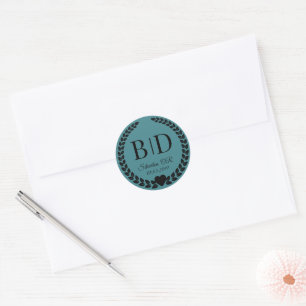 Simple Elegant Bride and Groom Monogram Classic Round Sticker