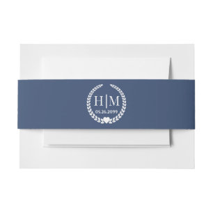 Simple Elegant Bride and Groom Monogram Invitation Belly Band
