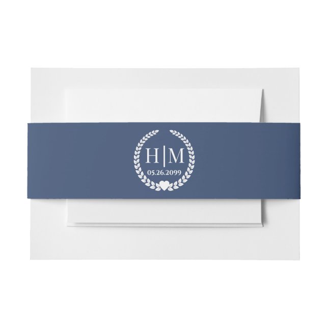 Simple Elegant Bride and Groom Monogram Invitation Belly Band (Front Example)