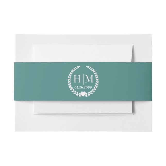 Simple Elegant Bride and Groom Monogram Invitation Belly Band (Front Example)