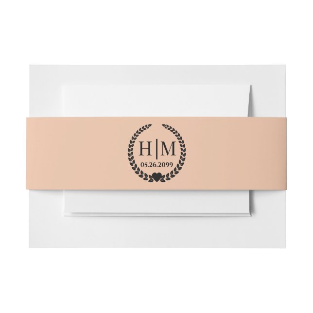 Simple Elegant Bride and Groom Monogram Invitation Belly Band (Front Example)