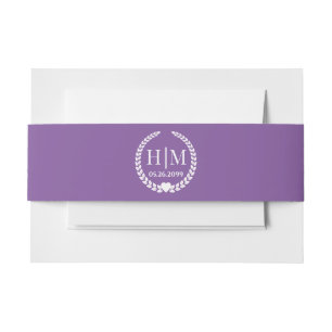 Simple Elegant Bride and Groom Monogram Invitation Belly Band