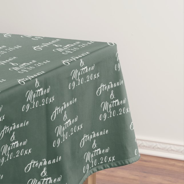 Simple Elegant Bride and Groom Names Wedding Tablecloth (In Situ)