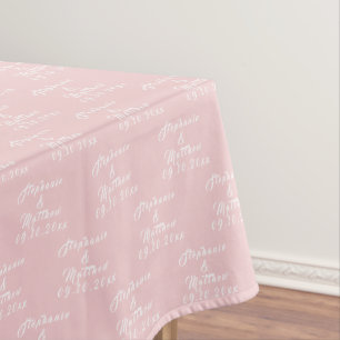 Simple Elegant Bride and Groom Names Wedding Tablecloth