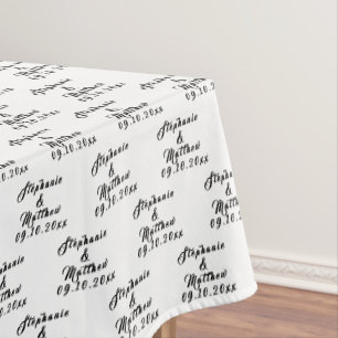 Simple Elegant Bride and Groom Names Wedding Tablecloth