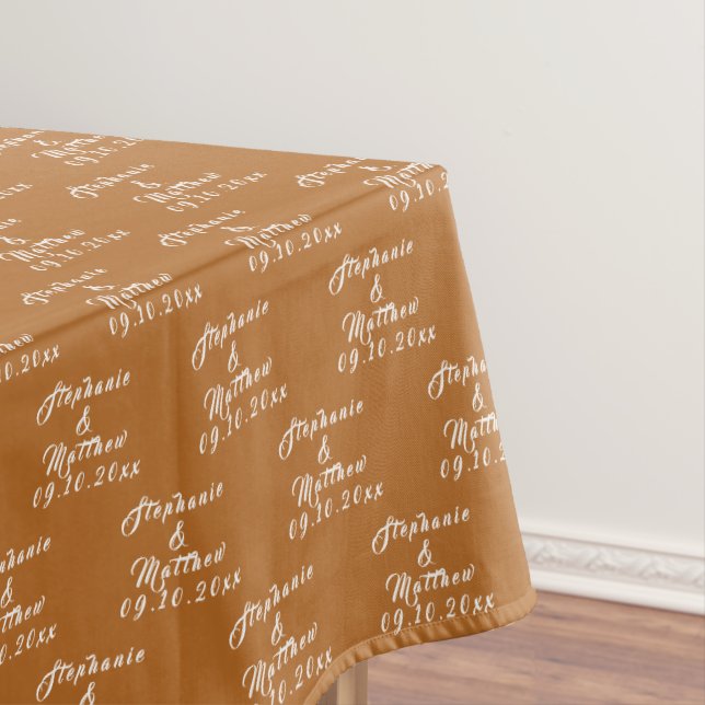 Simple Elegant Bride and Groom Names Wedding Tablecloth (In Situ)