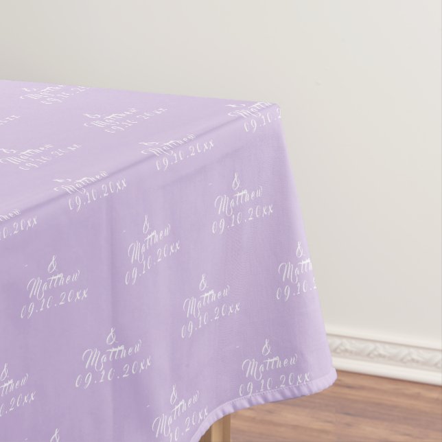 Simple Elegant Bride and Groom Names Wedding Tablecloth (In Situ)