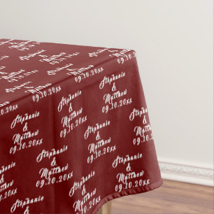 Simple Elegant Bride and Groom Names Wedding Tablecloth