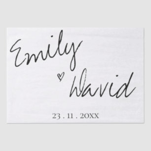 Simple Elegant Bride And Groom Names Wedding Tissue Paper