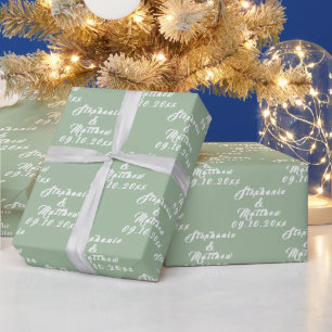 Simple Elegant Bride and Groom Names Wedding Wrapping Paper