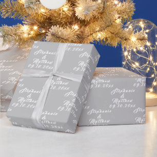 Simple Elegant Bride and Groom Names Wedding Wrapping Paper