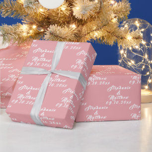 Simple Elegant Bride and Groom Names Wedding Wrapping Paper