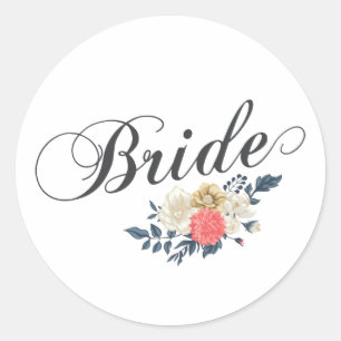 Simple & Elegant Bride Floral   Sticker Seal