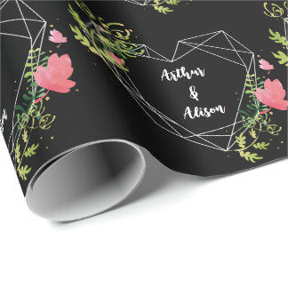 Simple Elegant Bride & Groom Names Wedding Wrapping Paper