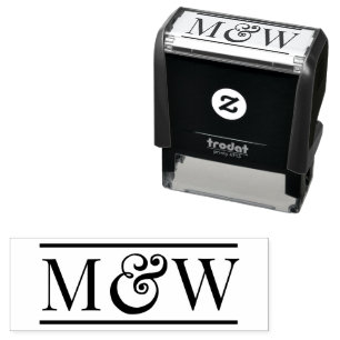 Simple Elegant Bride Groom Wedding 2 Init Monogram Self-inking Stamp