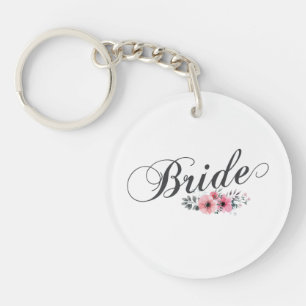Simple & Elegant Bride Pink Floral   Keychain