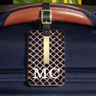 Simple Elegant Brown Brushed Metal Monogrammed  Luggage Tag