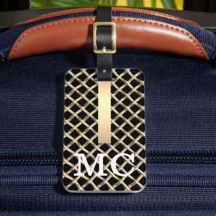 Simple Elegant Brown Brushed Metal Monogrammed Luggage Tag
