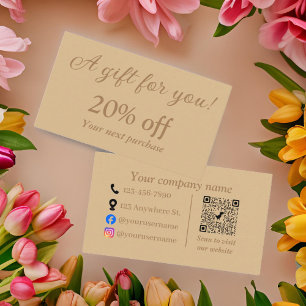 Simple elegant brown discount card
