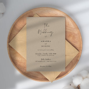 Simple Elegant Brown Wedding Invitation