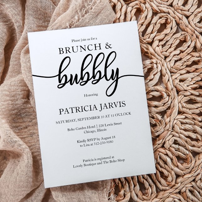 Simple Elegant Brunch And Bubbly Bridal Shower Invitation (Creator Uploaded)