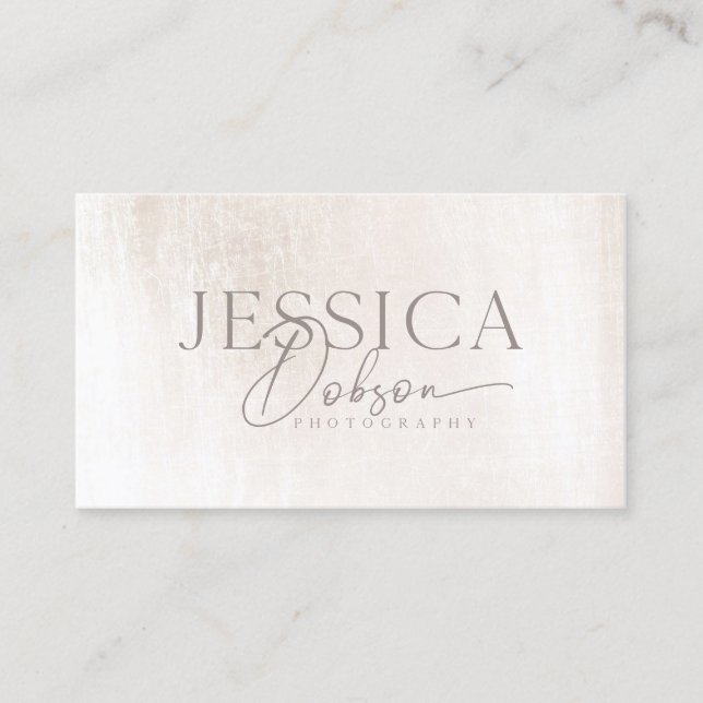 Simple Elegant Brushed White Marble Professional B Business Card (Front)