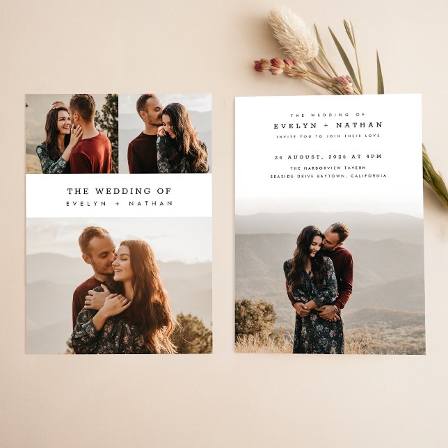 Simple Elegant Budget Photo Collage Wedding Invitation (Creator Uploaded)