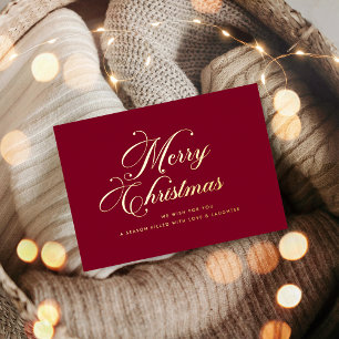 Simple Elegant Burgundy Merry Christmas Gold