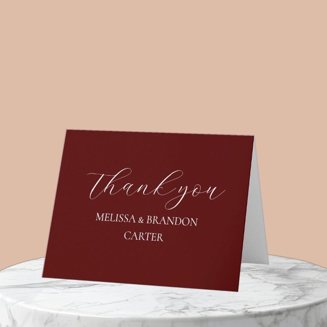 Simple Elegant Burgundy Modern Wedding Thank you  (Creator Uploaded)