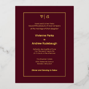 Simple Elegant  Burgundy Touch of Foil Invitation