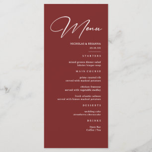 Simple Elegant Burgundy Wedding Menu