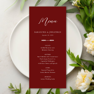 Simple Elegant Burgundy Wedding Reception Menu
