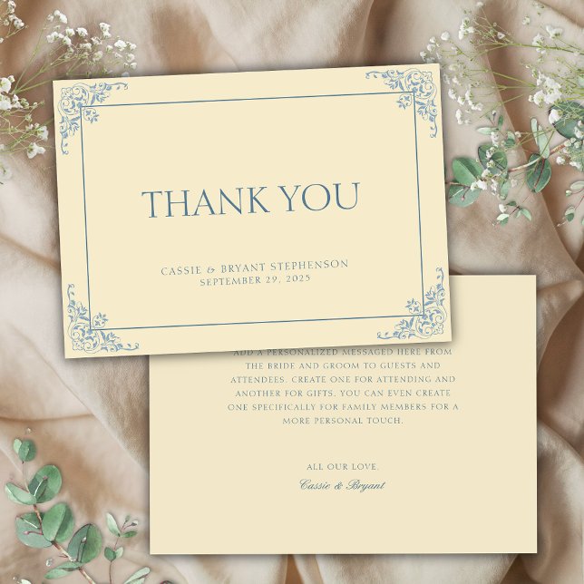 Simple Elegant Butter Yellow Regency Era Wedding Thank You Card (wedding thank you cards for simple thank you notes for formal regency era vintage elopement gifts)