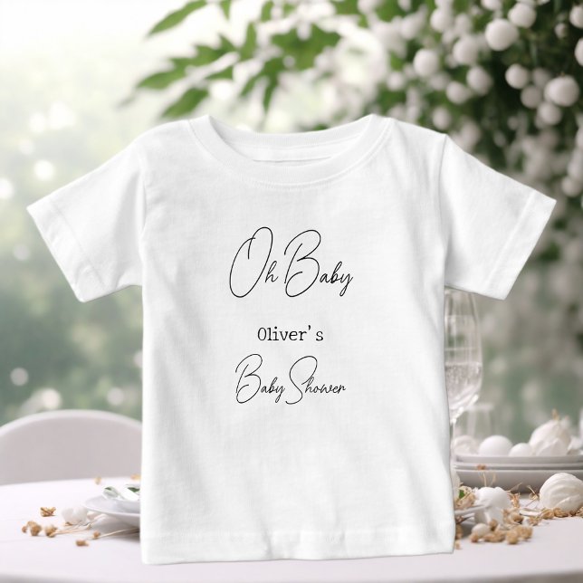 Simple Elegant Calligraphy Baby Shower T-Shirt (Creator Uploaded)
