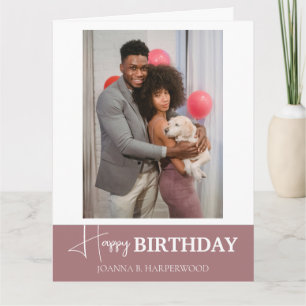 Simple Elegant Calligraphy Birthday Stylish Photo Card