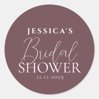 Simple Elegant Calligraphy Bridal Shower Classic Round Sticker