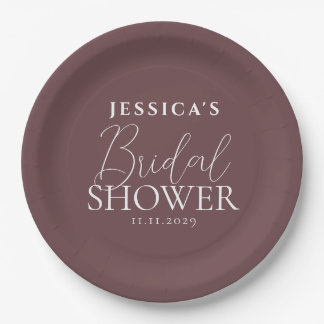 Simple Elegant Calligraphy Bridal Shower Paper Plate
