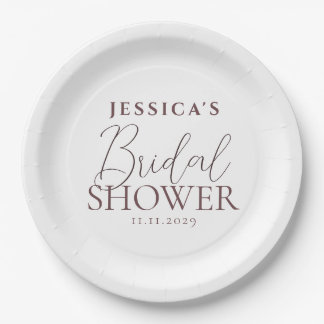 Simple Elegant Calligraphy Bridal Shower Paper Plate