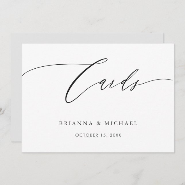Simple Elegant Calligraphy Cards Sign (Front/Back)