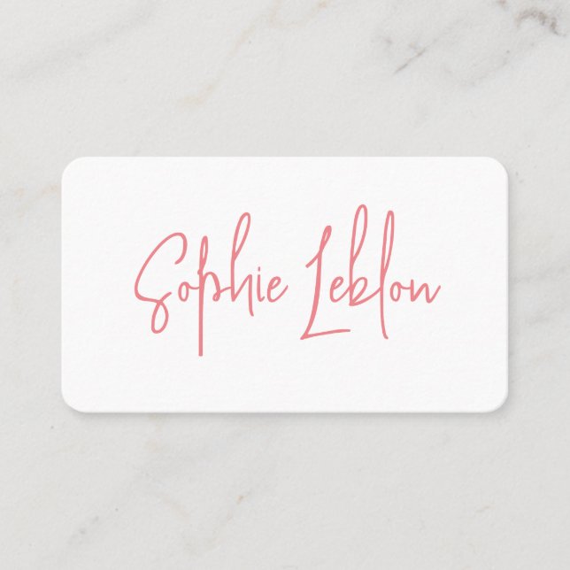 Simple Elegant Calligraphy clear (white paper)  Business Card (Front)