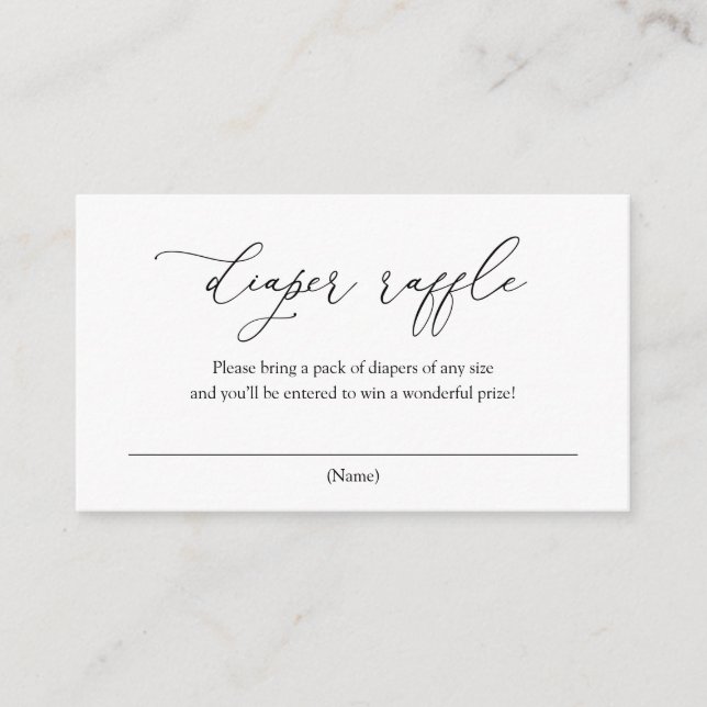 Simple Elegant Calligraphy Diaper Raffle Enclosure Card (Front)