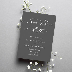 Simple Elegant Calligraphy GraySave the Date Save The Date