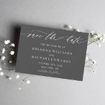 Simple Elegant Calligraphy Grey Wedding Save The Date<br><div class="desc">Simple Elegant Calligraphy Charcoal Save the Date Card.  For more advanced customisation of this design,  Please click the "Customise" button above! Matching items are also available.</div>