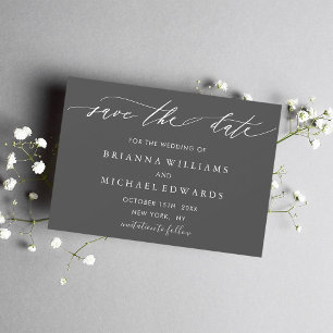 Simple Elegant Calligraphy Grey Wedding Save The Date