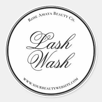 Simple Elegant Calligraphy Lash Wash Cleanser Classic Round Sticker