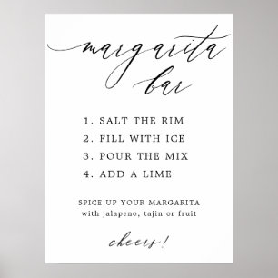 Simple Elegant Calligraphy Margarita Bar Menu Sign